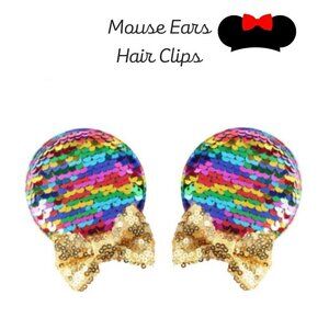 Girls Sequin Ears Hair Clips Rainbow Vacation Pictures Hair Accessories